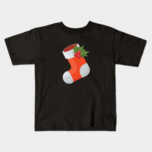 Christmas Stocking With Berries Kids T-Shirt by MonkeyBusiness